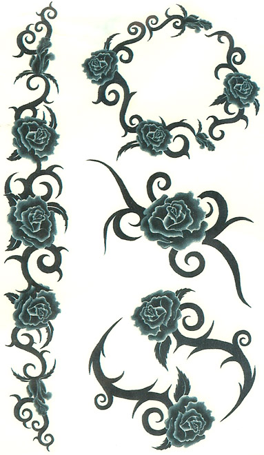 Thorny Black Roses Tattoo